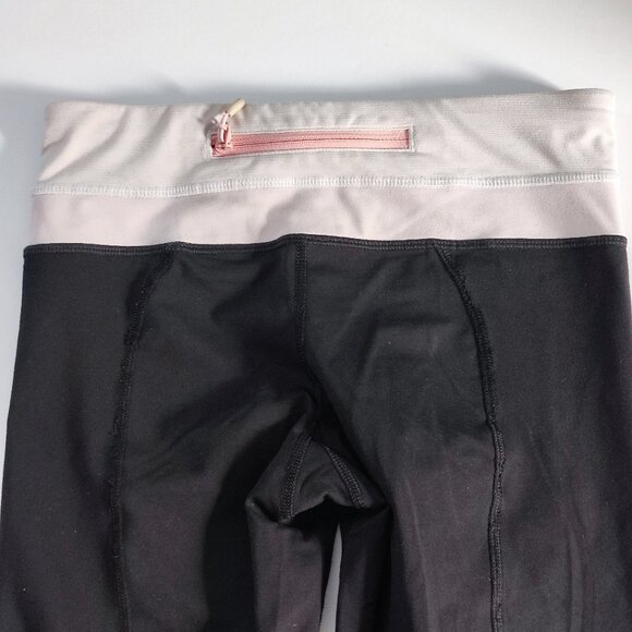 Lululemon athletic wear leggings black with white & pink pattern women's size 4 - Picture 3 of 12